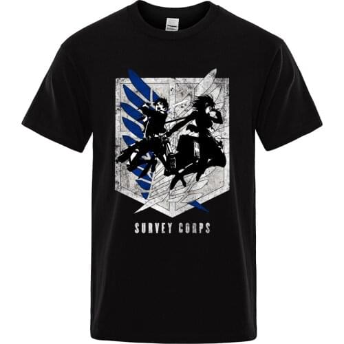 Defend the wall Anime Character Print Tops Mens Fashion Crewneck T Shirt Hip Hop Brand T-Shirts Casual Breathable Mens T-Shirt