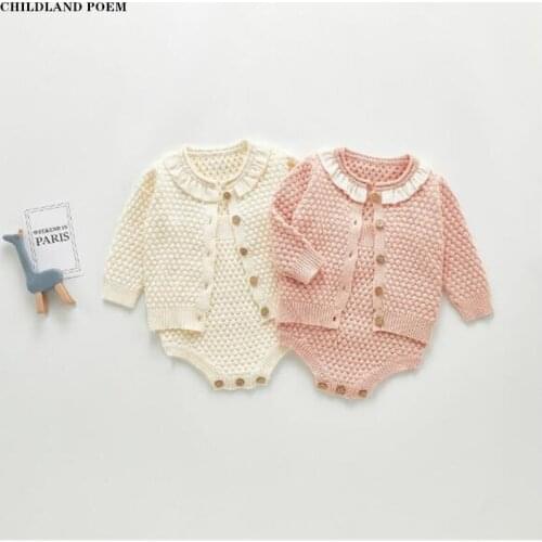 Baby Girls Clothes Autumn Knitted Baby Clothes Newborn Baby Romper Jumpsuit Boy Toddler Baby Sweater Cardigan Boy Girl Jumpsuits
