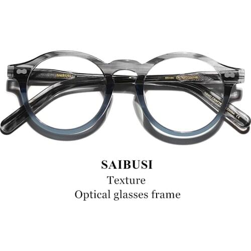 2020 Acetate Glasses Frame Men round Prescription Eyeglasses New Women Male Myopia Optical Clear Spectacles Eyewear