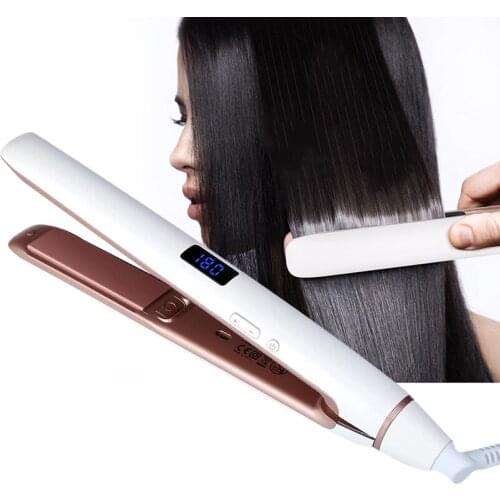 Professional Hair Straightener Iron 2 in 1 LED Display Straight Hair Curling Iron Automatic Power Off Ceramic Curly & Flat Iron
