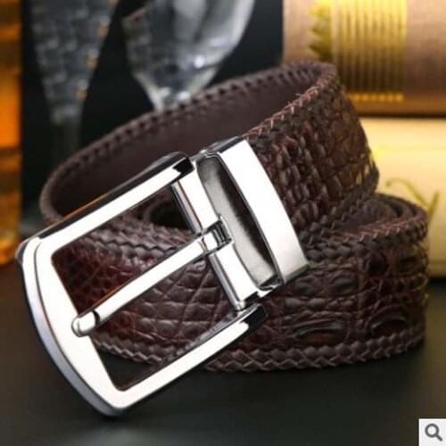 LINSHE new crocodile men The belt manual weaving The belt Han edition leisure Genuine leather Pin buckle belts