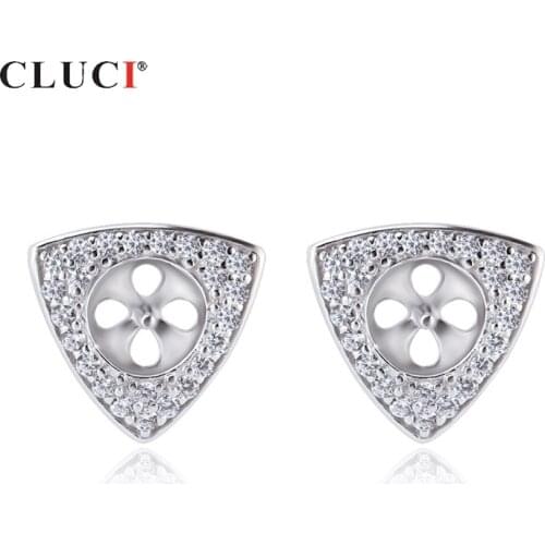 CLUCI Simple Authentic 925 Silver Triangle Stud Women Zircon Earring for Wedding Engagement Formal Occasion Jewelry SE140SB