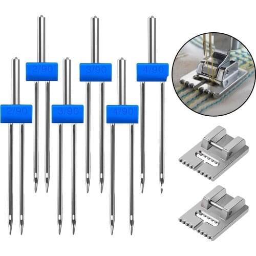 FLAMEER 6X Sewing Machine Double Twin Needles Size 2/90 3/90 4/90 Household Multifunctional 2 Needle Double