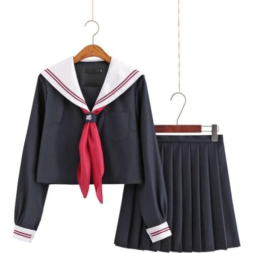 Japanese School Uniform For Girls Summer Cosplay Bad Girl Jk Student Costume High-end Black Tops+Skirt College Clothes B70292AD