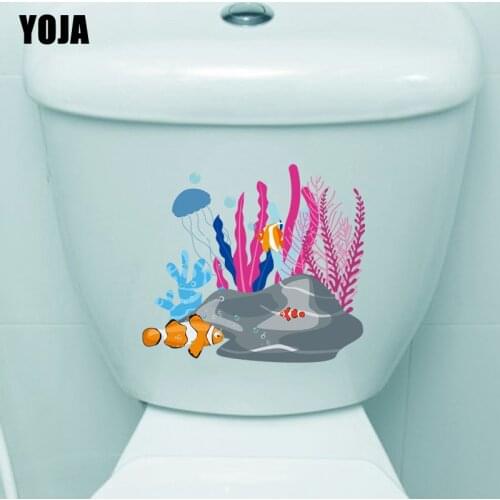 YOJA 25.1*22.4CM Cartoon Pattern Toilet Decal Wall Sticker BedRoom Home Decor Aquatic Fish T3-0816