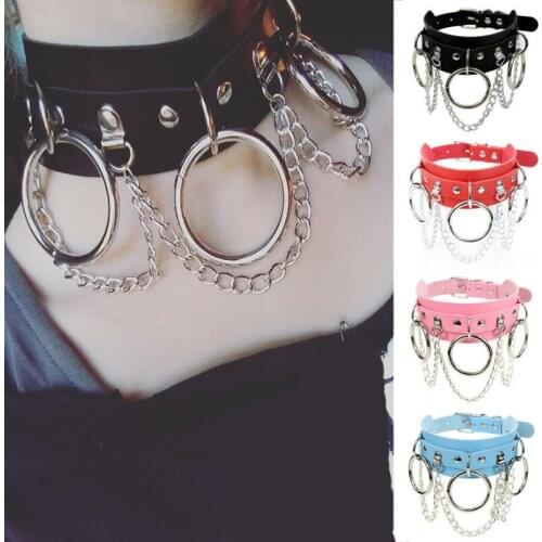 Black Leather Choker Female Collar For Women Goth Punk Chain Harajuku Necklace Sexy Vegan Chocker Festival Girls Gothic Jewelry