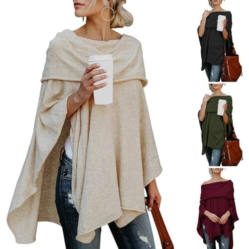 Women Scarf Shawl Poncho Fashionable Womens Solid Colour Strapless Pullover With Loose Cape With Irregular Hem Christmas gift
