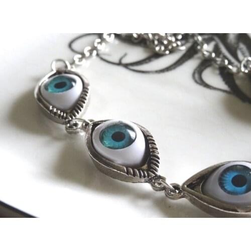 New Fashion Halloween Blue Human Eyes Ball Necklace Alien Eye I Want To Believe 2000s Aesthetics Jewelry For Women Gifts