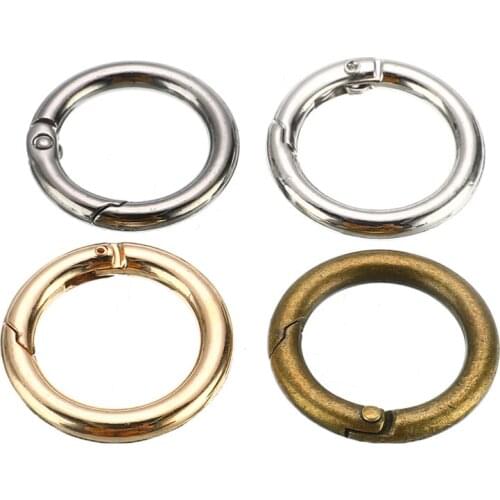 1 PCS 28mm Zinc Alloy Plated Spring O Ring Round Hook Carabiner Snap Clip Trigger Keyring Buckle For Bags DIY Bag Accessories