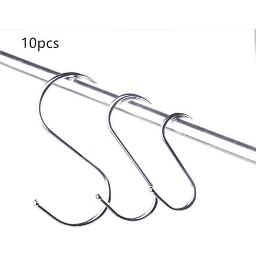 10pcs Stainless Steel S-Shape Hook Kitchen Bedroom Multi-function Railing S Hanger Hook Clasp Holder Hooks Hanging Storage Tools