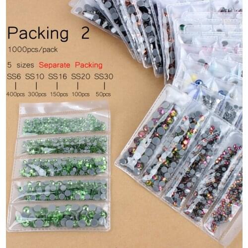 17 color A++ High quality Hotfix Rhinestone Crystal clear SS6-SS30 Mix size Crystals and stones 1000pcs for clothes DIY