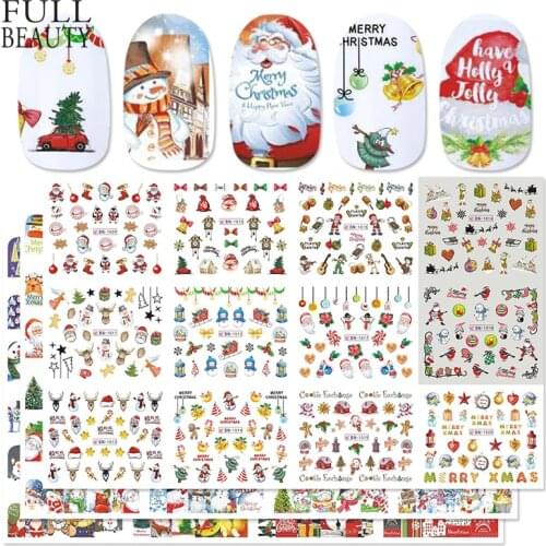 36pcs Christmas Pattern for Nail Art Decorations Water Sticker Sets Santa Claus Manicure Slider Nail Decals Polish CHBN985-1020