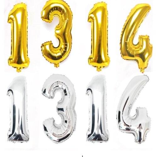 500pcs/lot 18 inch number balloons 18" Foil balloon gold silver digital birthday party decoration baby bath supplies