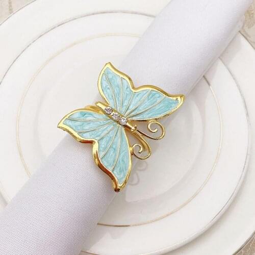 6Pcs/Set Napkin Circle Beautiful Butterfly Shape Alloy High Strength Napkin Holder Table Decoration Party Gold Tables Buckle