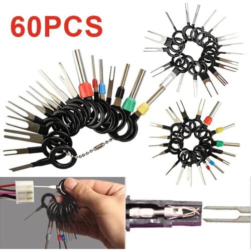60Pcs/Set Car Terminal Removal Tool Kit Wire Connector Pin Release Extractor Puller Wire Terminal Removal Tool Repair Tools