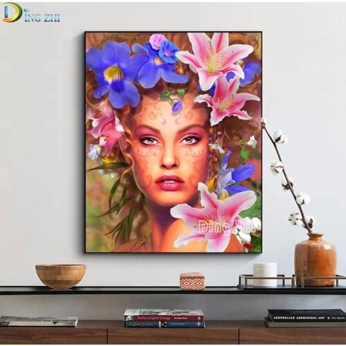 Nordic Portrait Diamond Painting Lily Flower Woman Diamond Embroidery Mosaic Full Square/Round Cross Stitch Beautiful Decor Home