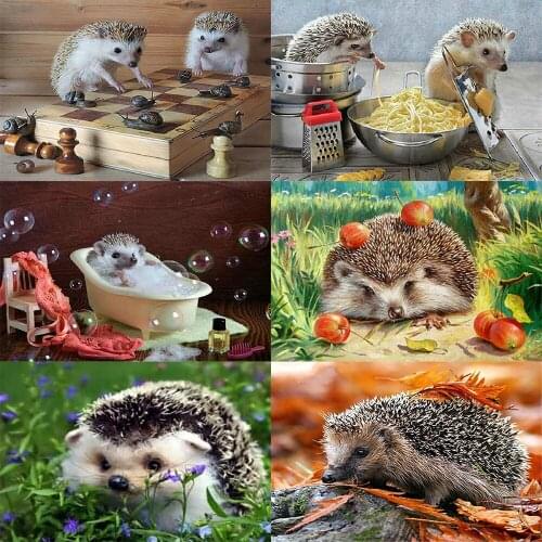 XUEQIXIAOZU Full Round Animal Hedgehog Diamond Embroidery 5D DIY Diamond Painting Mosaic Home Decoration Gifts 2020 New