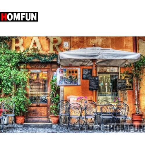 HOMFUN Full Square/Round Drill 5D DIY Diamond Painting "Shop scenery" Embroidery Cross Stitch 5D Home Decor Gift A16209