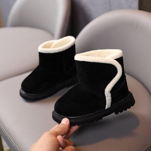 2021 Winter Children Boots Thick Warm Shoes Cotton Padded Suede Girls Boots Boys Snow Boots Kids Shoes 3 Colors Size 21-25