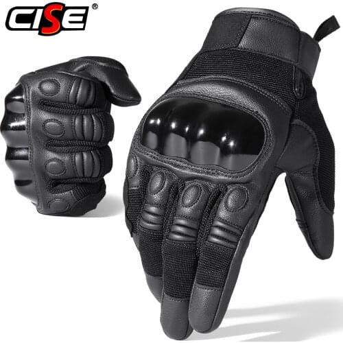Black Moto Motocross Glove Men Leather Motorcycle Full Finger Gloves Cycling Bike Bicycle Riding BMX Enduro Work Mittens Summer