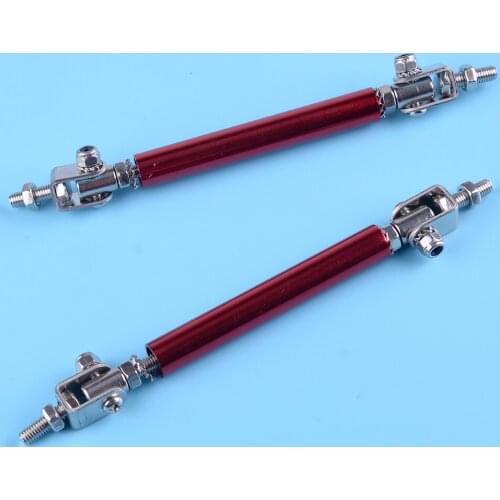 CITALL 2pcs Stainless Steel 7.5cm Red Adjustable Car Front Bumper Lip Air Splitter Rod Strut Tie Support Bar
