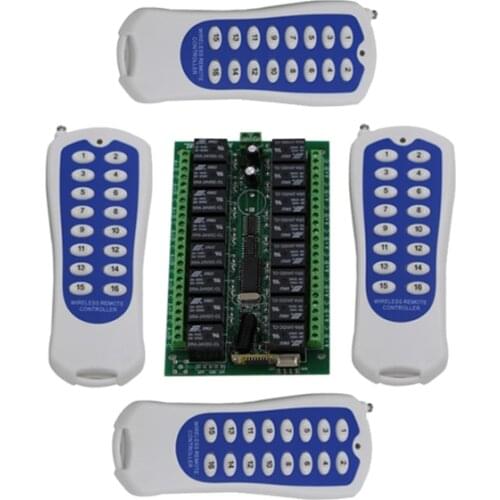DC 24V 16CH remote control switch RF wireless for wall 4 transmitter+receiver 7A Remote Control Switch SKU: 5012