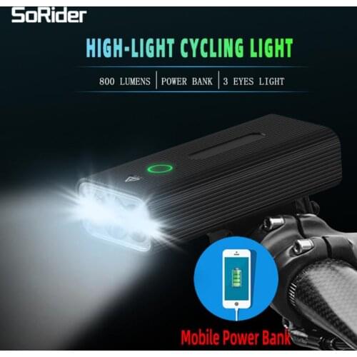 Bicycle Lights 800 Lumens High-brightness Bicycle Headlight Road Bike Accessories Headlight Mobile Power Three Lights New