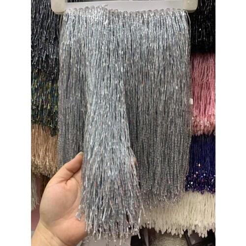 30cm top selling 5 yards beaded tassel fringe ZH-9624 beads tube for dress decoration
