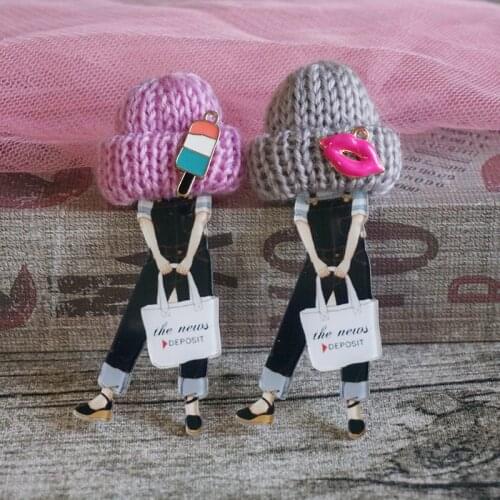 Girls Cute Brooch Wool Hat Badges Pins Diy Fashion Funny Brooches For Woman Harajuku Style Lapel Pins Lover Gifts
