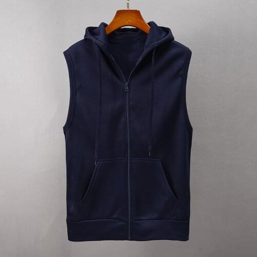 Fashion Mens Jacket Sleeveless Vest Solid Color Hooded Waistcoat Casual Coats Jacket Winter Thick Warm Mens Vest Plus Size Tops