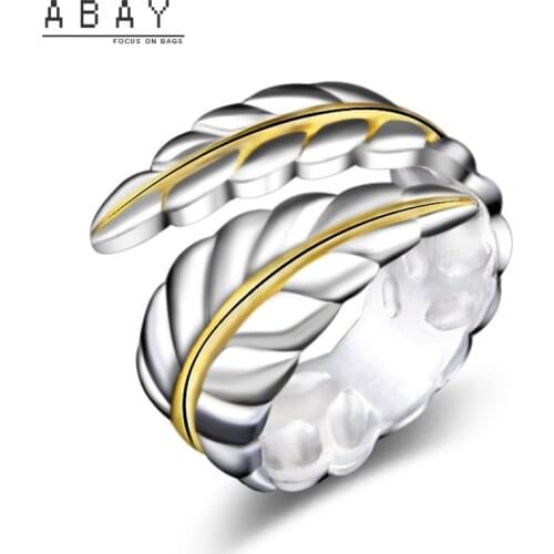 Fashionable Popular Feather Intermediate Color Rings Womens New Style Elegant Retro Simple Versatile Temperament Design Ring