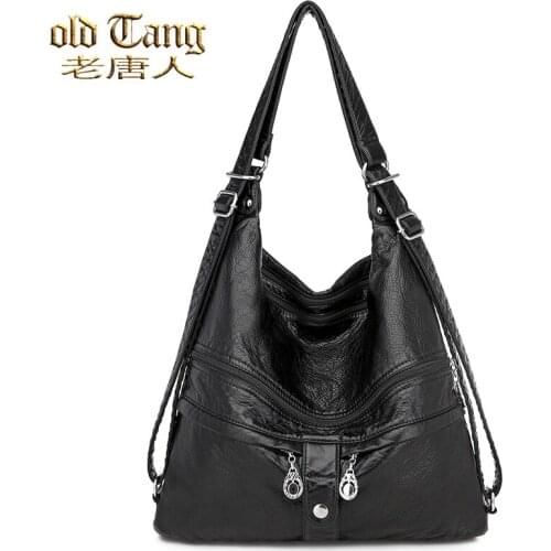 OLD TANG Fashion Womens Backpack High Quality Leather School Bag Travel Shoulder Bag For Women 2020 Multi-function Backpack