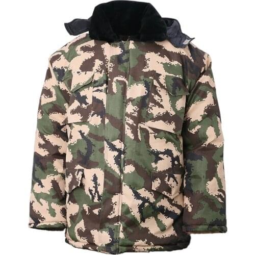 Men Warm Cotton-padded Coat Camouflage Army Green Outdoor Hiking Windbreaker Camo Print Winter Jacket Men
