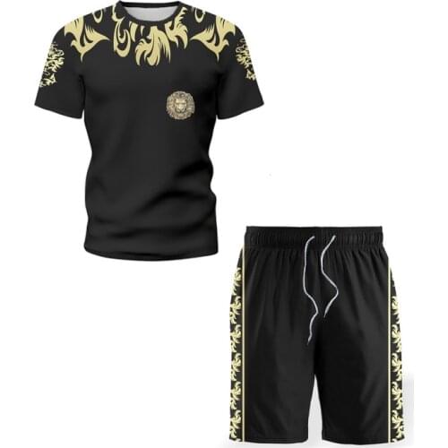 2021 Summer New Fashion Print Short Sleeve Shirt Sets Mens Beach Coconut Print Sportswear Shorts Men Shirt Set 2 Piece
