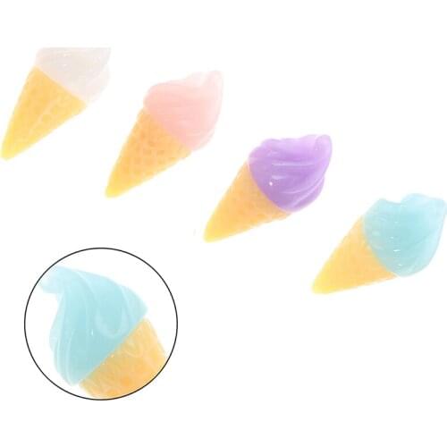 10pcs Miniature Resin Ice Cream Sweet Cone DIY Kit Supplies Accessories Pretend Play Toys