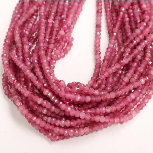 Natural pink tourmaline 2*3mm faceted rondelle beads wheel seed bead black charm For Jewelry Making DIY Bracelet necklace