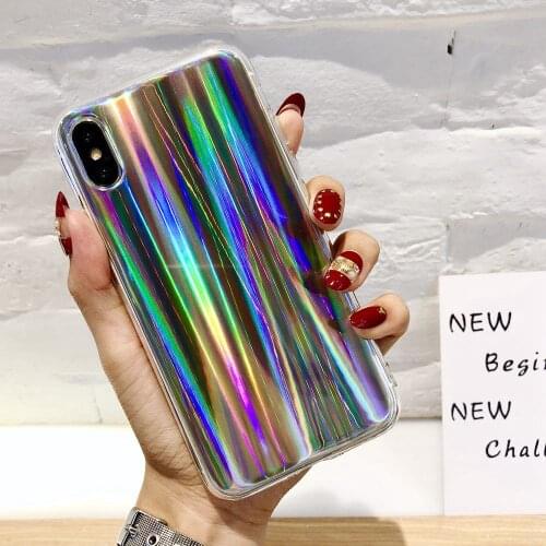 Plain IMD Case For iPhone X XS XR Xs Max 8 Plus 7 Plus Case Aurora Cover For iPhone 6 6s 6 Plus 5 5S SE 7 8 Anti-knock Cover
