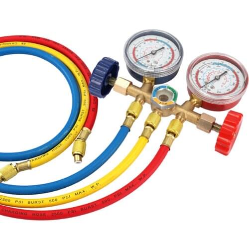 R12 R134a Refrigerant Manifold Gauge Sets 80 cm Refrigerant Charging Hose Kit