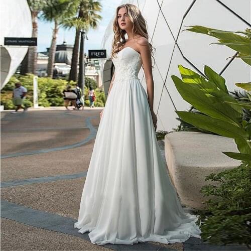 Modest Chiffon Sweetheart Neckline A-line Wedding Dresses Ruched Bodice with Lace Bridal Dresses vestidos de novias