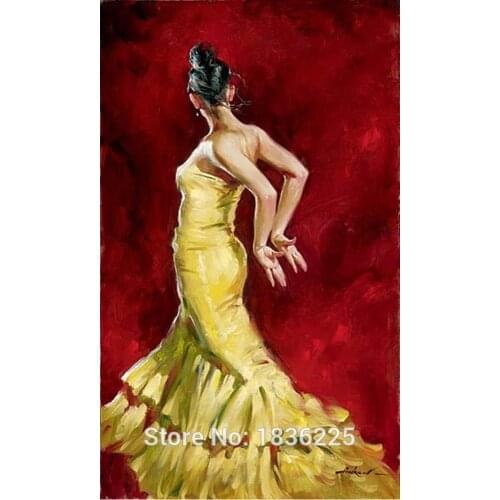 Sexy dancer girl Flamenco Spanish Woman Heat Dancing Dancer Oil Painting Canvas art Flamenco Dancing wall pactures