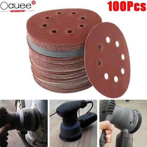 100pcs 125mm Sandpaper Round Shape Sanding Discs Hook Loop Sanding Paper Buffing Sheet Sandpaper 8 Hole Sander Polishing Pad