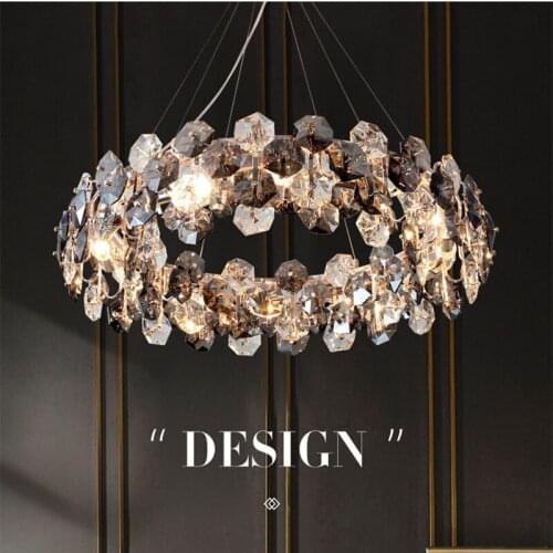 Modern Luxury Bedroom Plated Gold Metal E14 Led Pendant Lights Lustre Hexagon K9 Crystal Cable Hanging Lamp Foyer Suspend Lamp