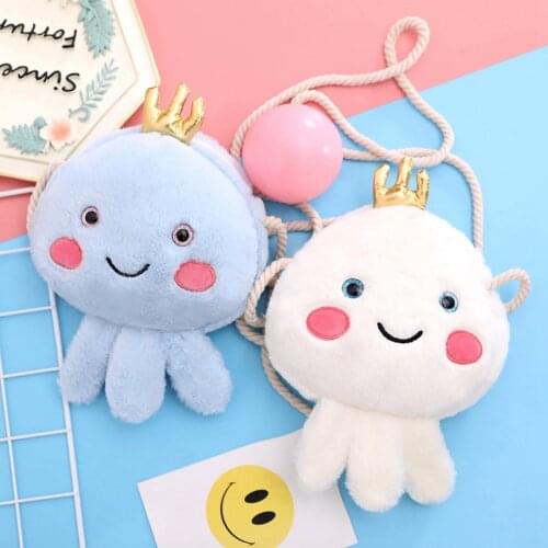 30cm Cute Jellyfish Plush Messenger Bag Purse Octopus Stuffed Toys Kawaii Drawstring Pocket Coin Bag Coin Purse Girls Kids Gift