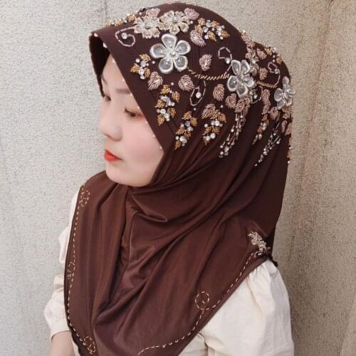 Rhinestones Hijabi Luxury Instant Muslim Women Hijab Wear