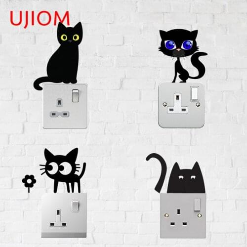 UJIOM Lovely Cat Home Decoration Living Room Decor Wall Stickers Kitchen Bathroom Decals for Furniture Bedroom Accessories