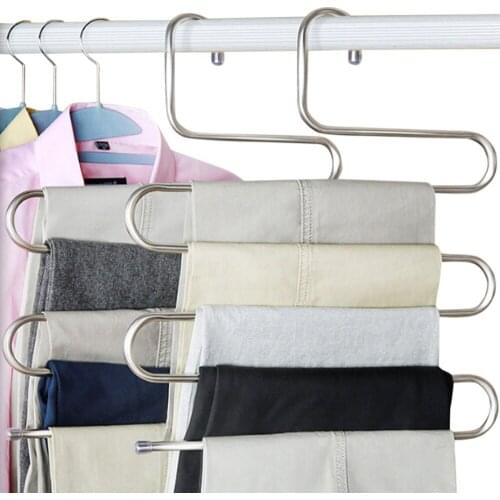 Trousers Hanger Magic pants Clothes Closet Belt Holder Rack bathroom room kitchen shelf organizer and storage accessories