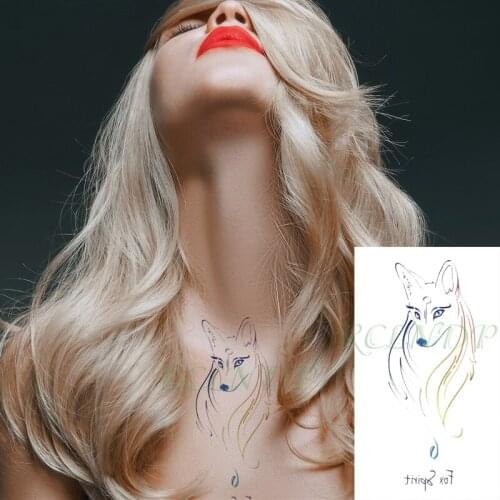 Waterproof Temporary Tattoo Sticker Fox Animal Line Drawing Design Flash Tatoo Fake Tatto Hand Leg Arm for Kids Men Women