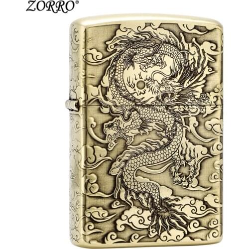 Ride on a cloud Flying dragon fine copper Kerosene gasoline petroleum oil cigarette lighter(Handed -Made Sculpt 4 to 7 Day)