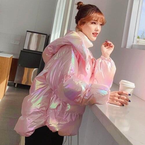 2021 New Fashion Autumn Winter Women Loose Parkas Female Thickening Warm Hooded Cotton Padded Korean Style White Jacket Coat