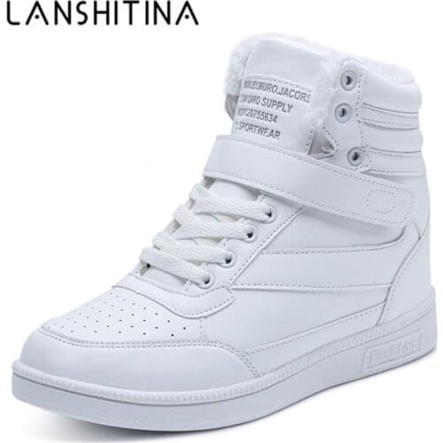 2020 Winter Warm Women Boots 6 CM Wedge Heels Boots Hidden Platform Sneakers Women Fur Ankle Boots High Top Autumn Casual Shoes